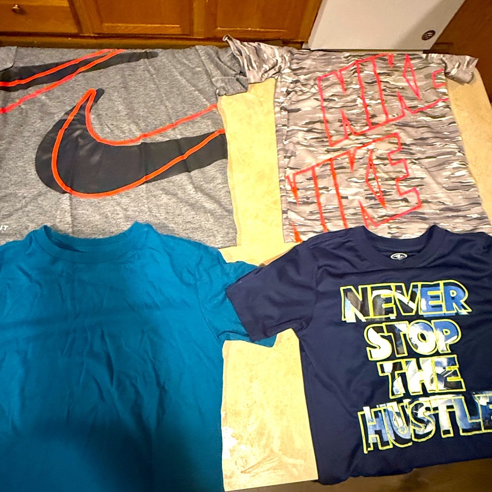 Nike Kids Tees - Gray, Blue, Navy, and Orange Accents